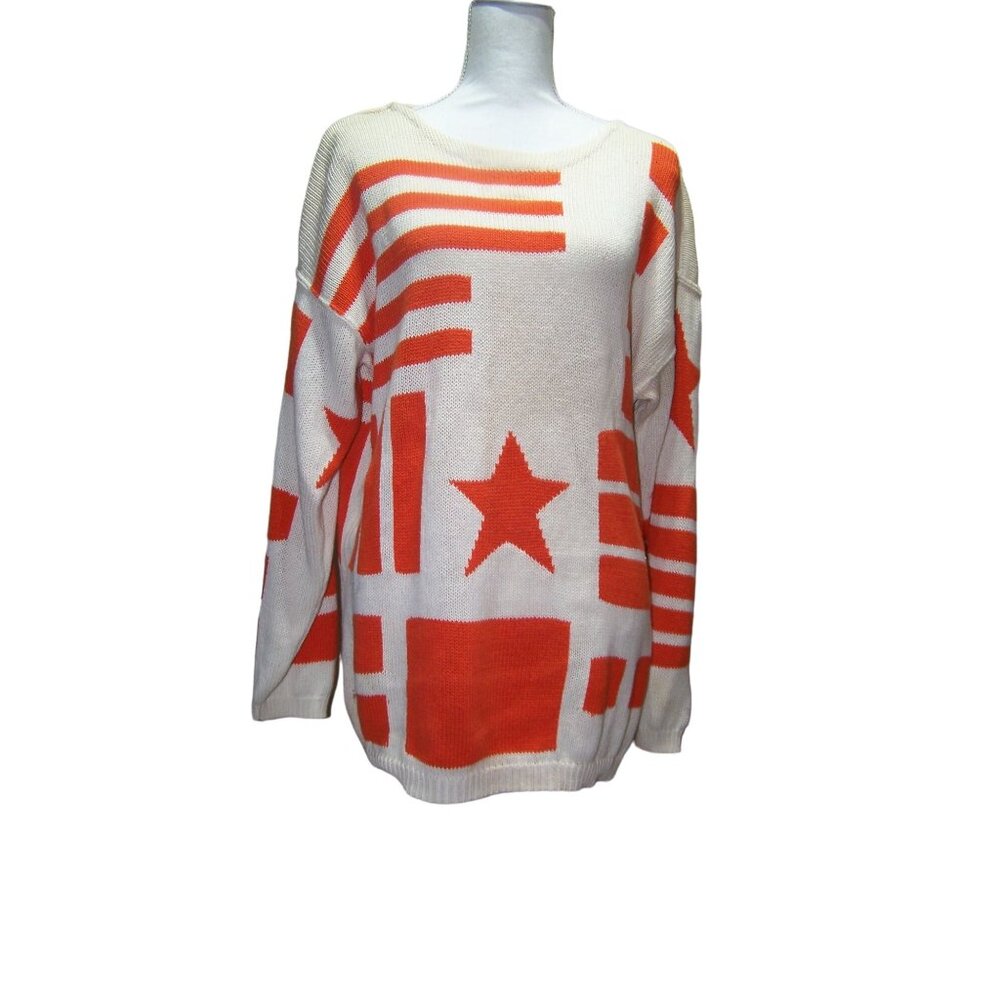 Vintage Adrienne Vittadini Sweater 80s Orange Large